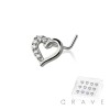 12PCS OF CZ SIDE HEART 316L SURGICAL STEEL L-SHAPE NOSE BOX